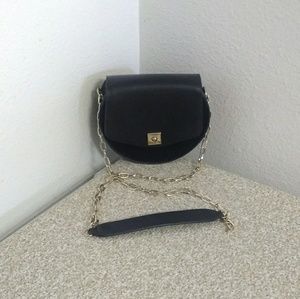Zara Basic Black Faux Leather Shoulder Bag.